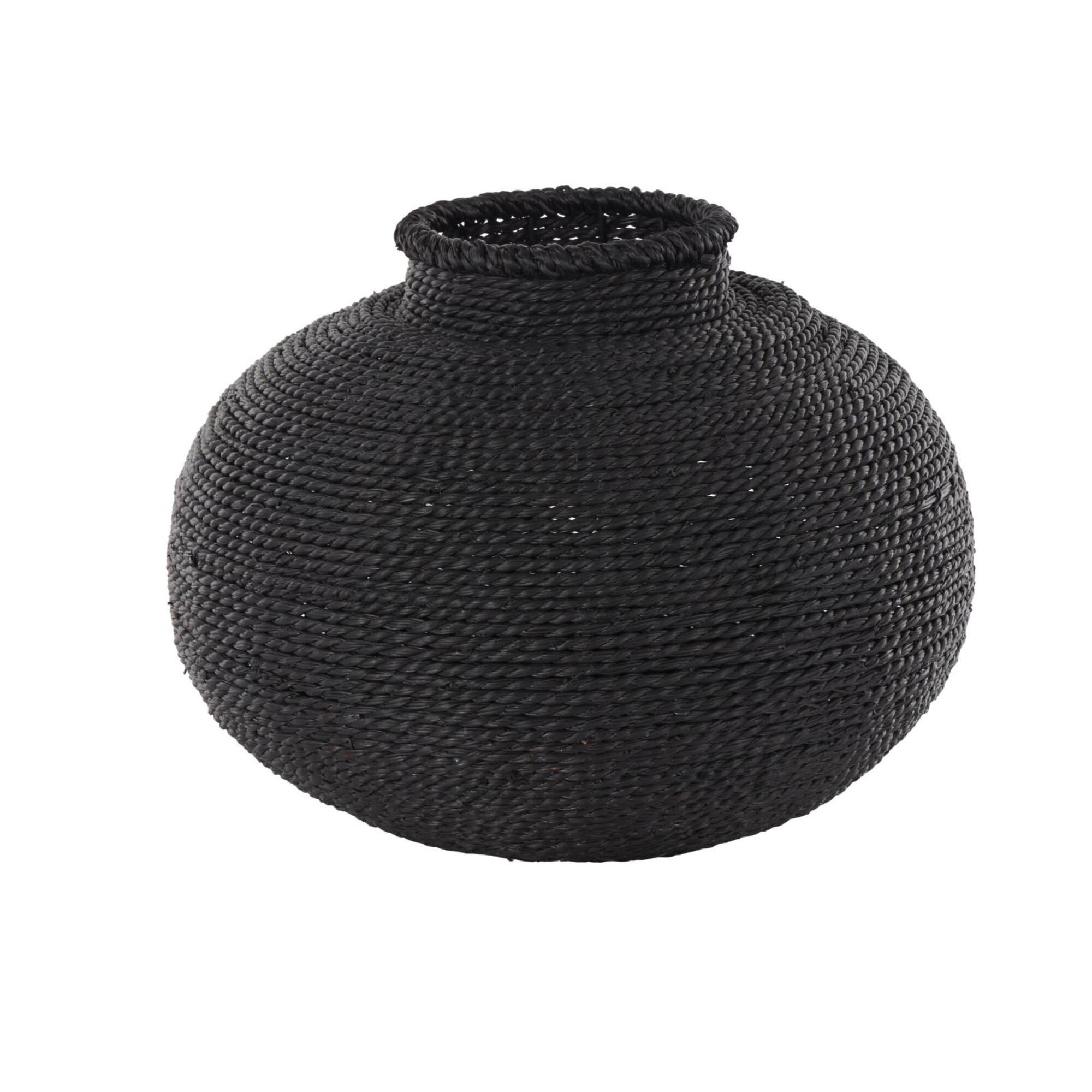 15" Black Metal Handmade Wrapped Vase